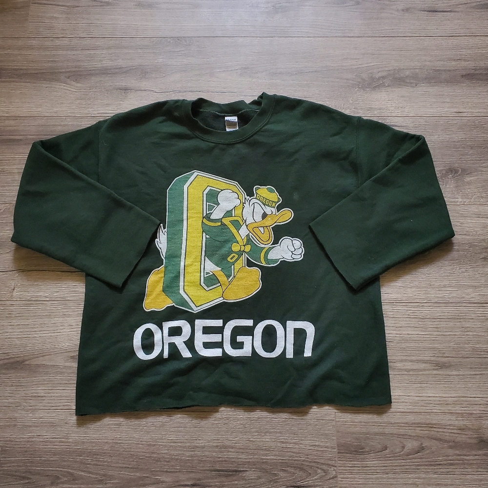 Oregon Ducks Donald Duck Crop Top Crewneck Sweater Womens Medium